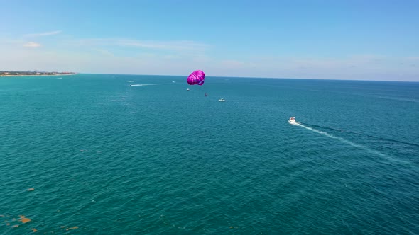 Purple Parasailing in the Atlantic Ocean in South Florida