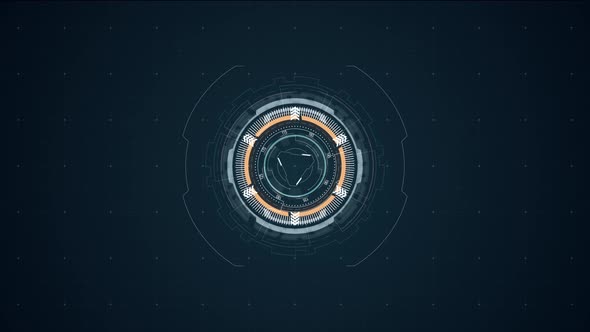Blue circle rotation with HUD technology interface and futuristic elements abstract background