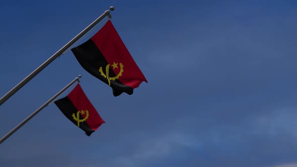 Angola Flags In The Blue Sky - 2K