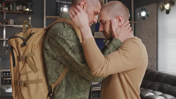 Soldier Saying Goodbye to Boyfriend before Deployment