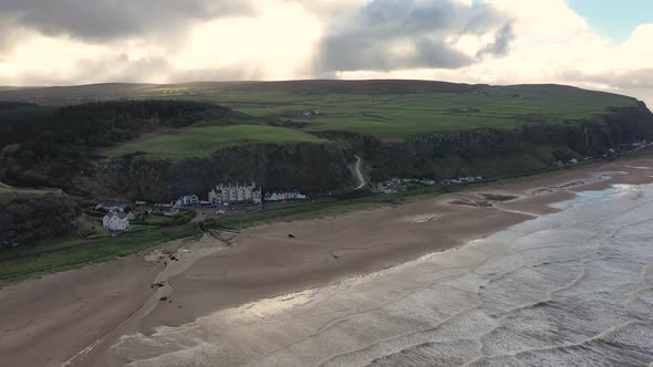 Aerial View of Downhill Strand at the Mussenden Templein County Londonderry in Northern Ireland