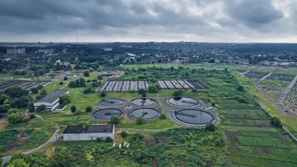 Aerial View to Sewage Treatment Plant