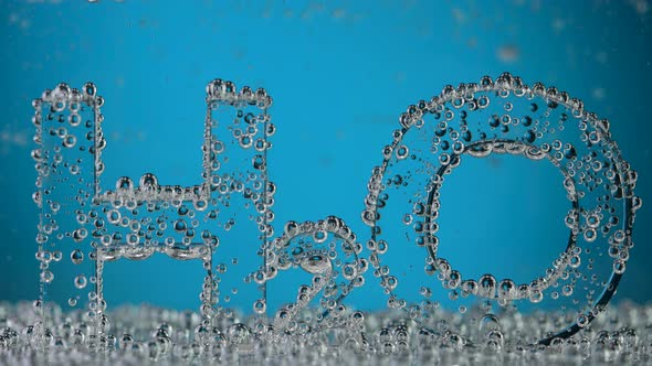 Water Chemical Formula H2O on Blue Background