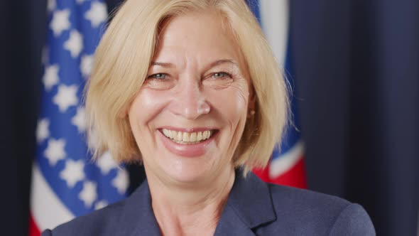 Close Up Portrait of Smiling Female Politician