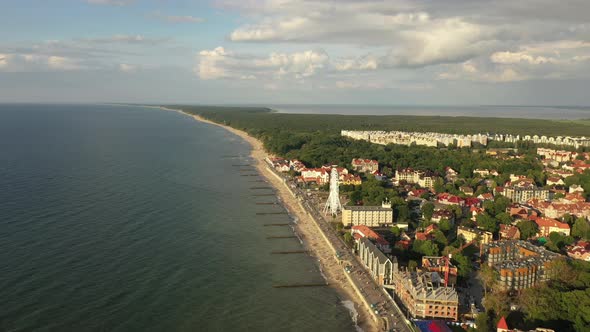 Aerial view of the beach in Zelenogradsk, Russia