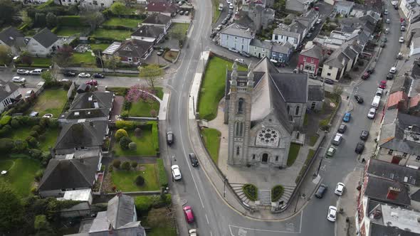 Parish Church Of Assumption In Howth Dublin, Ireland - aerial drone shot