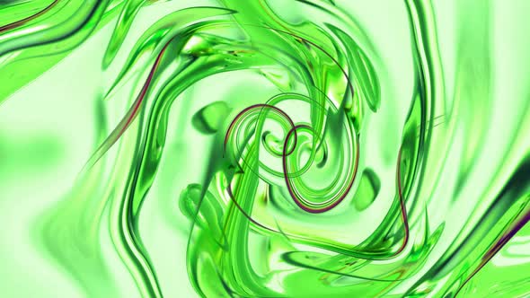 Abstract Green Color Glossy Twirl Motion Animated Background