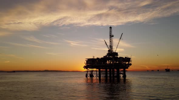 Aerial shot of an offshore oil platform