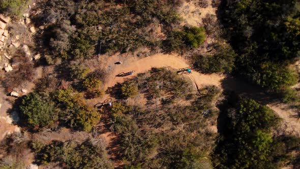 4K Drone Overhead Mountain Bike Competition San Diego Canyon