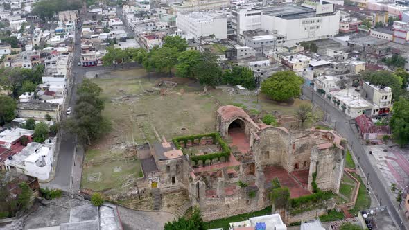 Aerial view of the ruins of the monastery of San Francisco in the colonial zone, Santo Domingo.