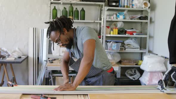 Carpenter working in the workshop 4k