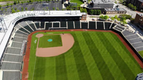 Huntington Park in Columbus Ohio, home of the Columbus Clippers - Aerial Drone