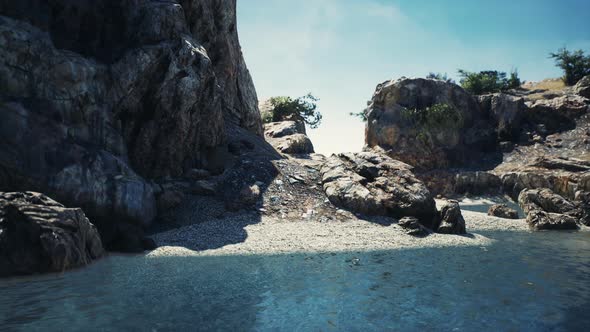 Coastal View of a Sand Beach with Cliffs