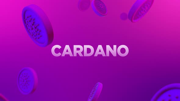 Cardano Cryptocurrency Falling Coins Background Loop