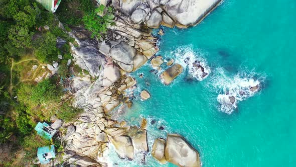 Aerial drone shot seascape of exotic sea view beach time by transparent sea with white sandy backgro