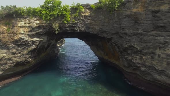 Inside view of Broken Bay. Aerial view. Nusa Penida, Indonesia.