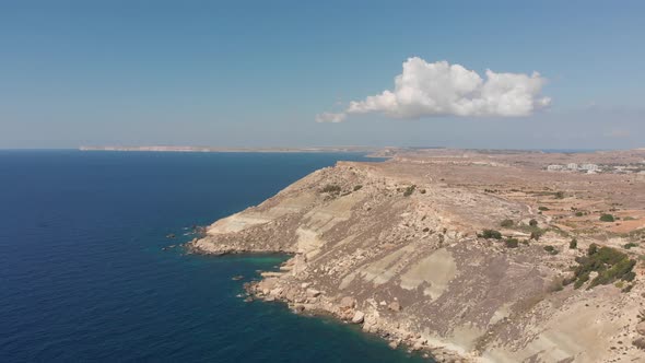 Aerial drone video from western Malta, Mgarr area, Fomm ir-Rih bay.