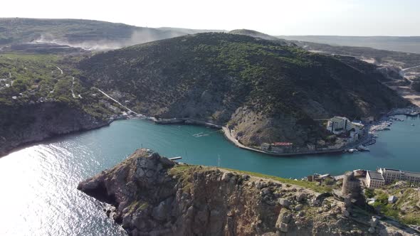 Beautiful Coastline with Drone Flight Altitude Seascape