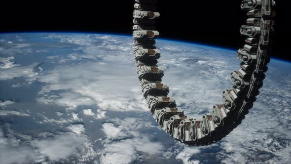 Futuristic Space Station on Earth Orbit