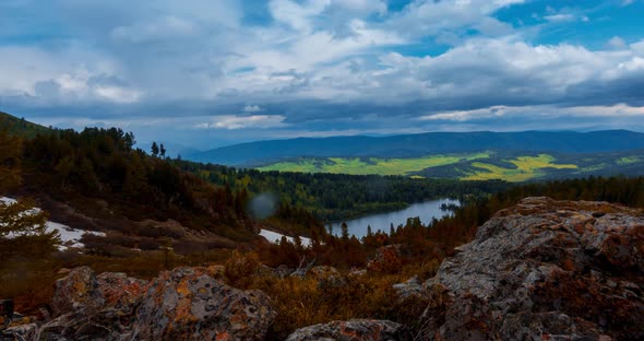 Mountain Lake Timelapse at the Summer or Autumn Time