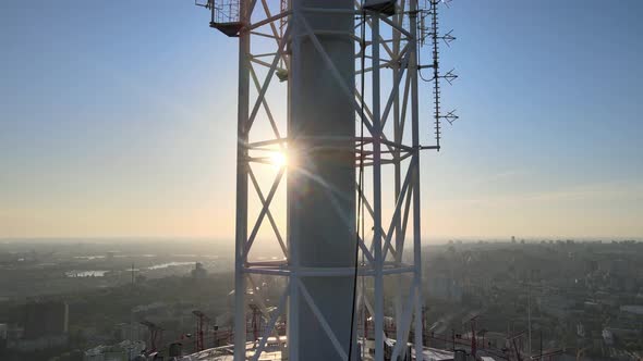 TV Tower in the Morning at Dawn in Kyiv, Ukraine