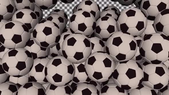 Football Soccer Ball Transition With Alpha Channel Falling Balls Fill Screen Composite Overlay 4K