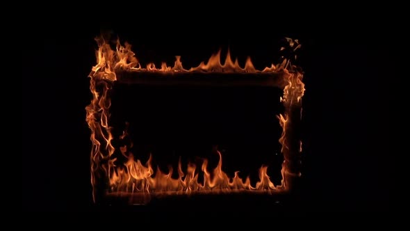 Frame in Fire on Black Background
