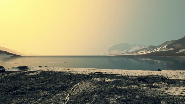 Coastline of Antarctica with Stones and Ice