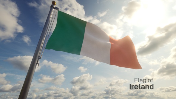 Ireland Flag on a Flagpole