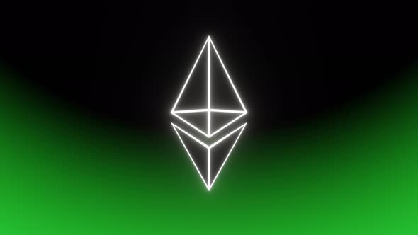 Rising Of The Rotated Ethereum On Green Background Vj Loop 4K