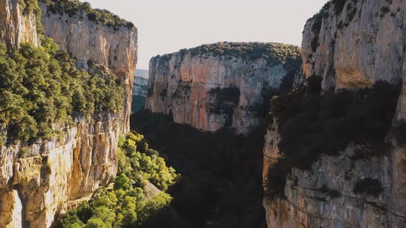 Drone view of a canyon in Navarra, Spain