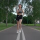 Asian Young Beautiful Woman Running for Health in the Evening Sunset on Street in Public Park - VideoHive Item for Sale
