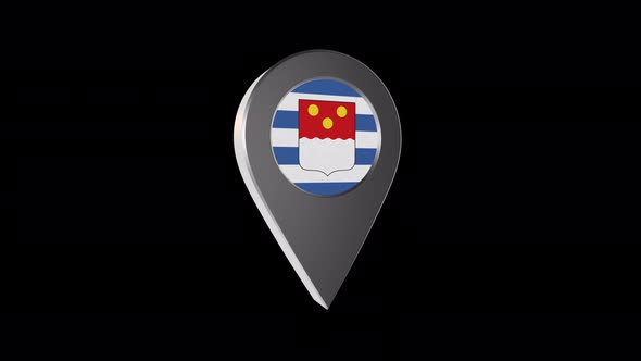 3d Animation Map Navigation Pointer With Flag Of Batumi (Georgia) With Alpha Channel - 4K