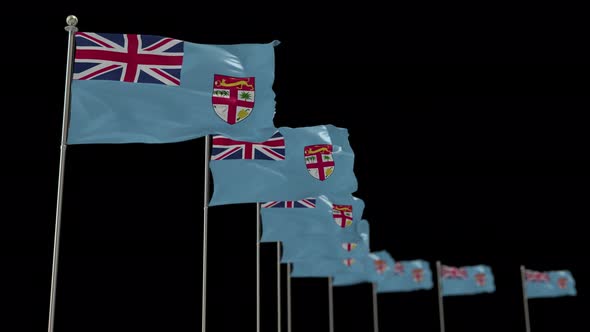 Fiji  Row Of Flags Animation Include Alpha Channel