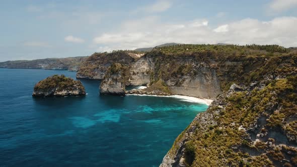 Cliffs Sea Waves Nusa Penida Bali Indonesia