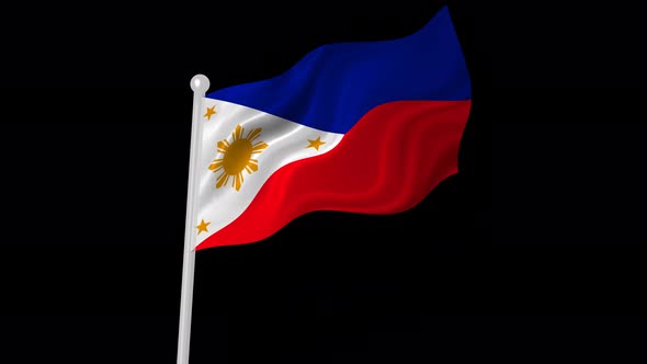 Philippines Flag Flying Animated Black Background