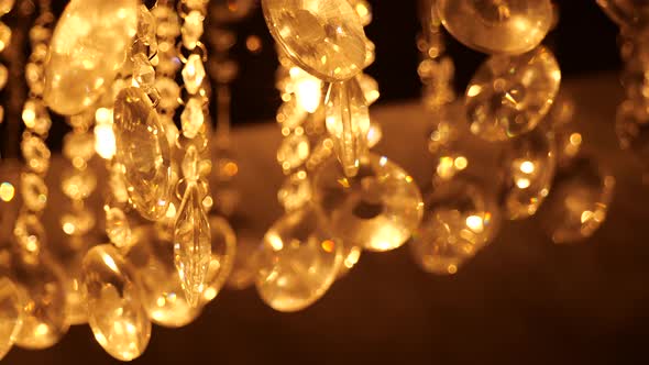 Closeup View of Luxurious Crystal Chandelier