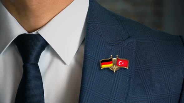 Businessman Friend Flags Pin Germany Turkey
