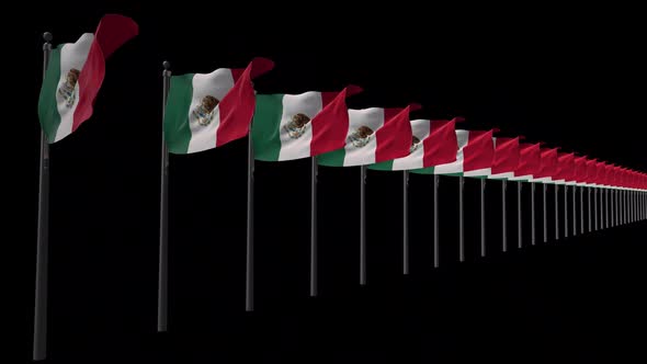 Row Of Mexico Flags With Alpha 2K