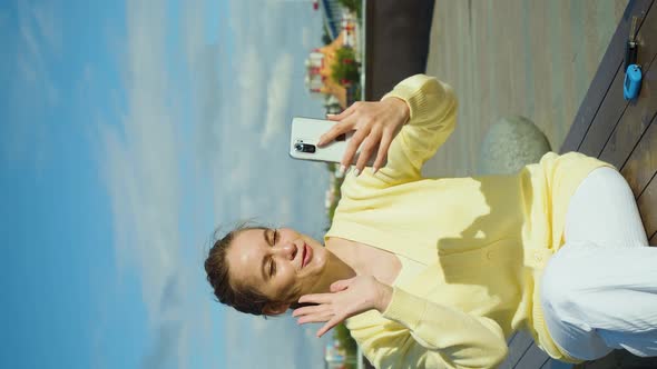 40 Years Old Woman During an Online Video Call