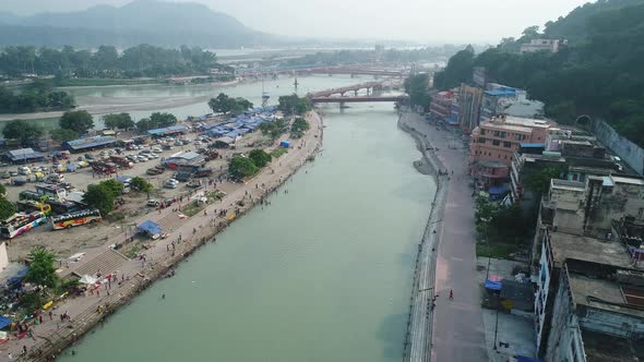 City of Haridwar state of Uttarakhand in India seen from the sky