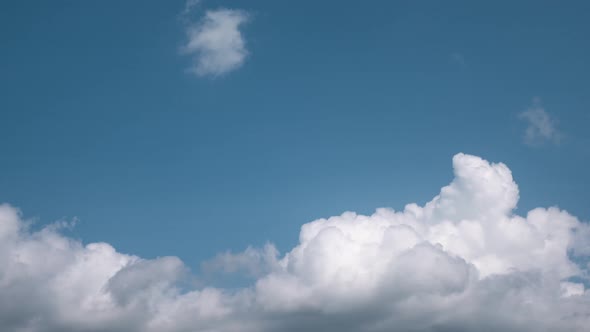 Clouds Flying in Blue Sky, Timelapse.