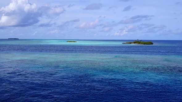 Drone sky of seashore beach by ocean with sand background