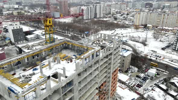 Apartment Building Construction Site Aerial View