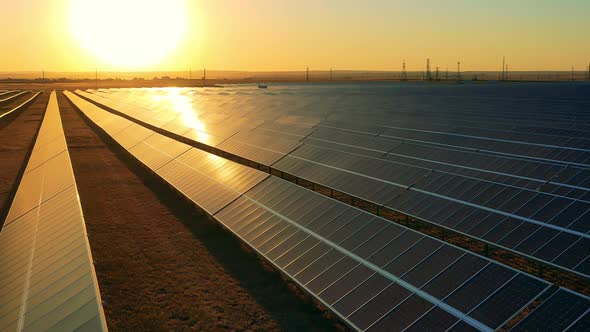 Sun Reflection on Solar Panels Surface