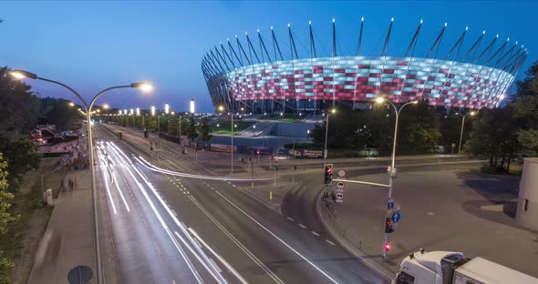 Night timelapse at the National Stadium