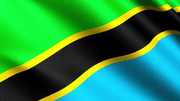 Seamless Loop 4K VDO. Tanzania national flag blowing in the wind isolated.