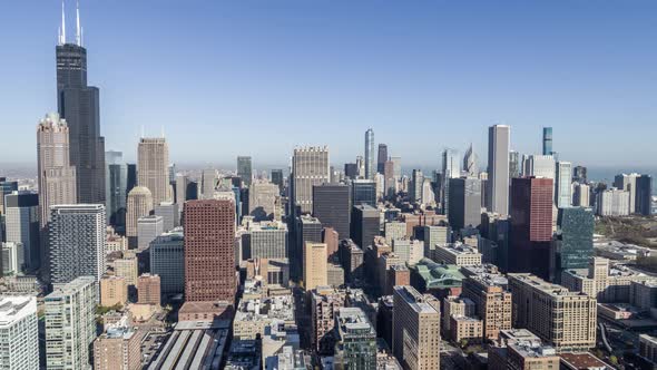 Flyover Chicago Cityscape