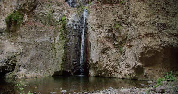 Waterfall in the End of Barranco Del Infierno Hiking Trail Adeje Tenerife Canary Islands