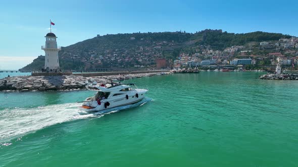 The yacht calls at the port